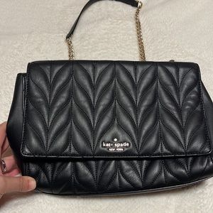Quilted black Kate spade Bag with silver chain